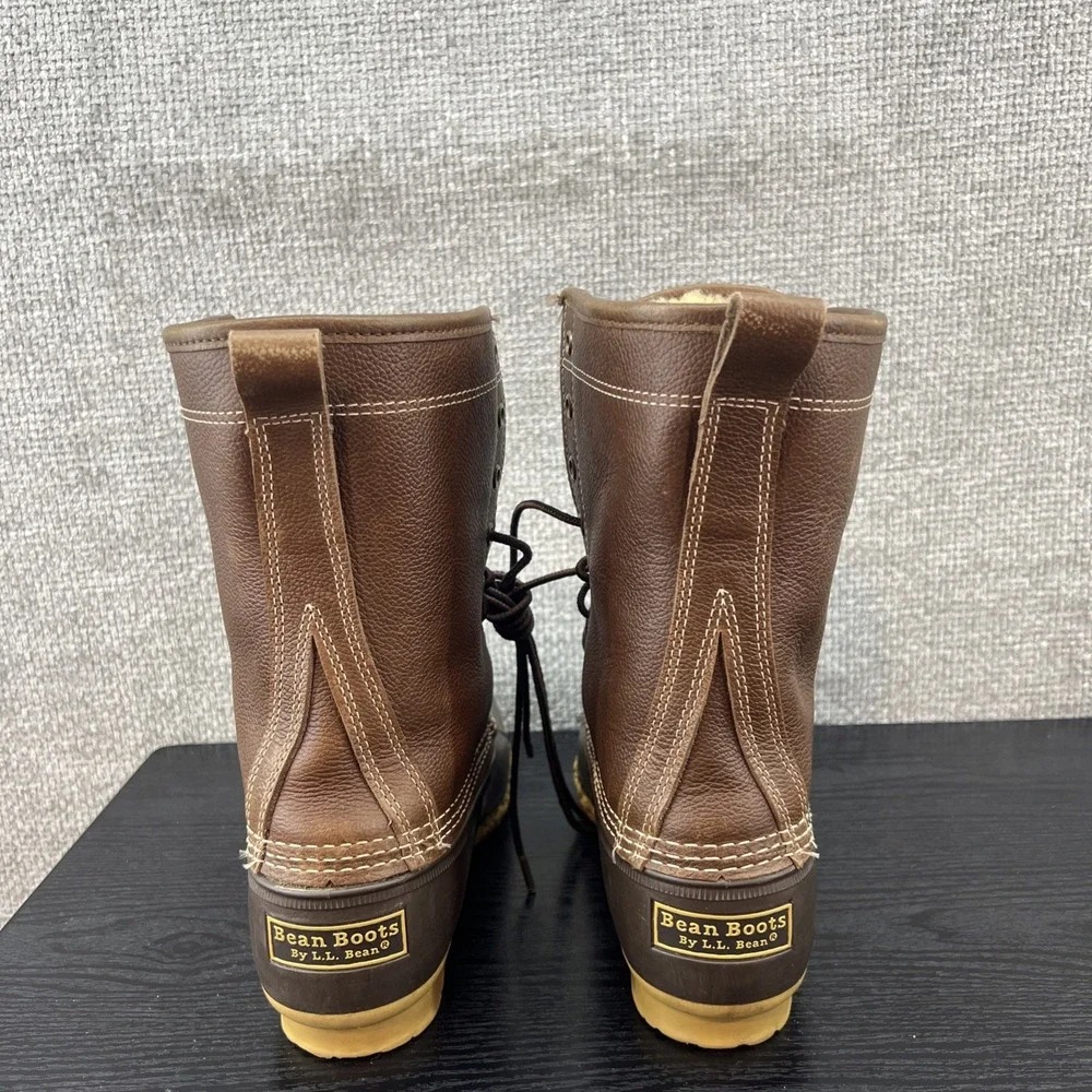 L.L. Bean‎ Women's Bean Boots 9N Narrow Brown Shearling Leather Vintage 90's New